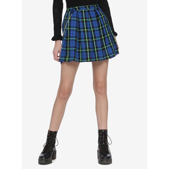 Hot Topic Skirts Hot Topic Plaid Skirt Blue Green Pleated Poshmark